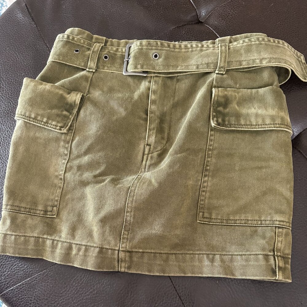 Green Cargo Mini Skirt